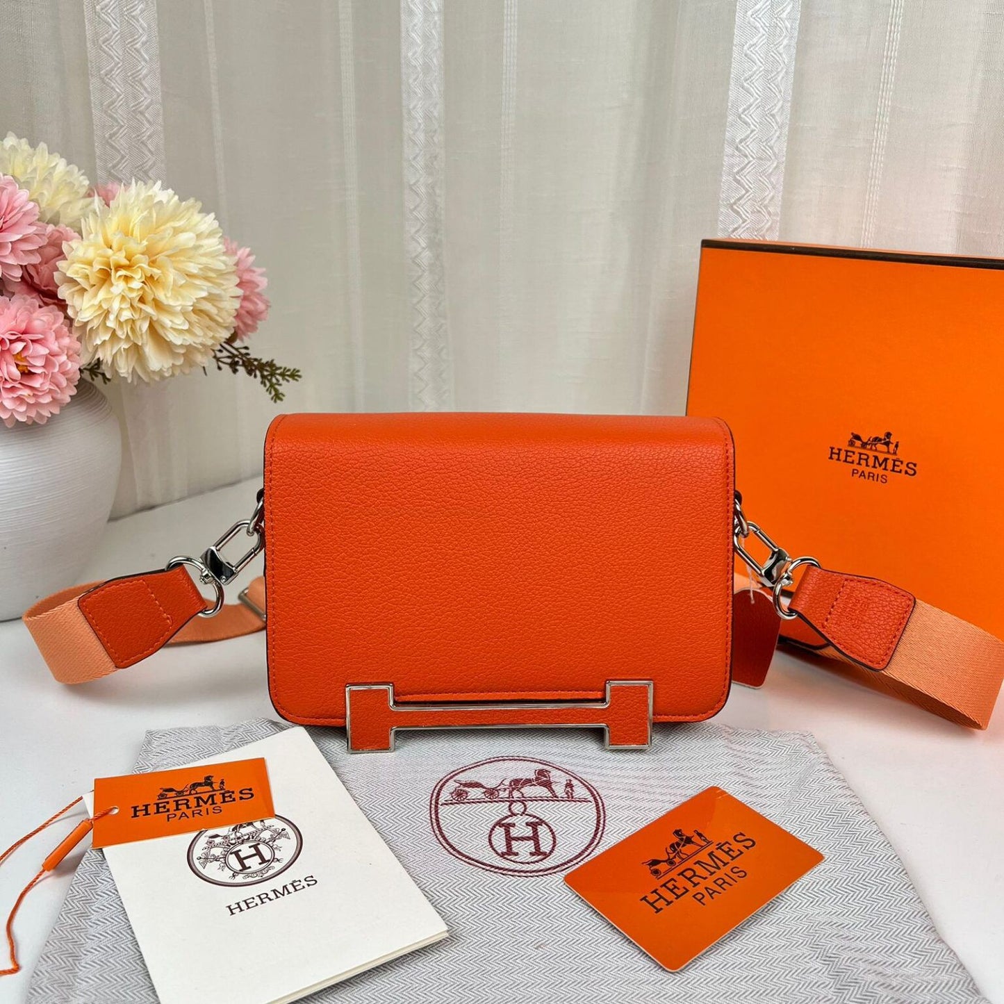 Hermes Orange Leather Bag